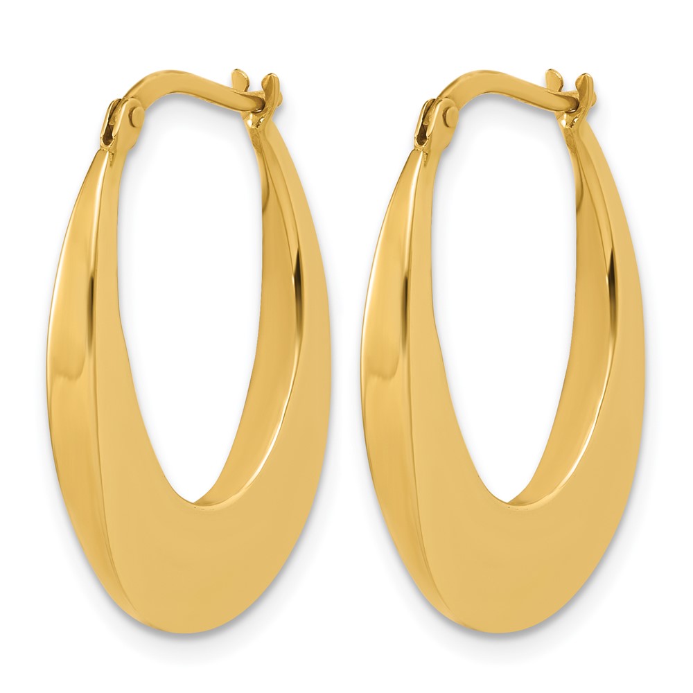 14K Polished Fancy Oval Hoop Earrings
