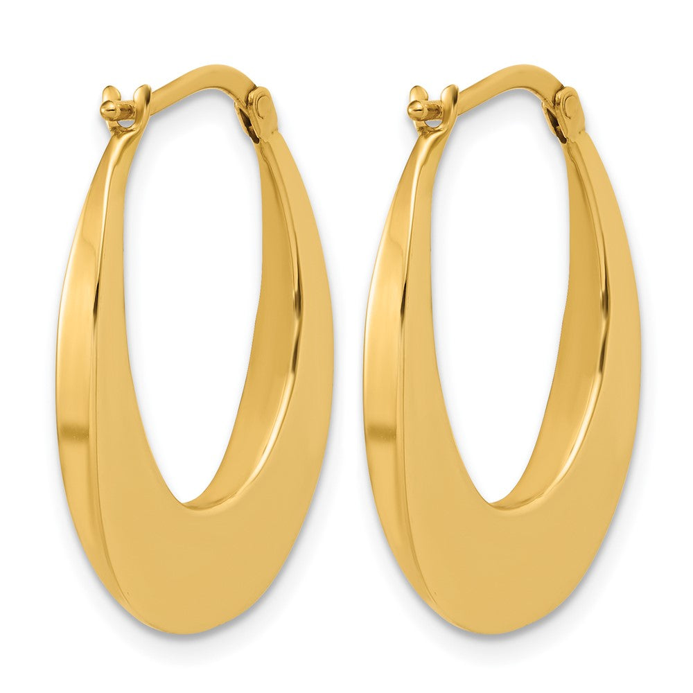 14K Polished Fancy Oval Hoop Earrings