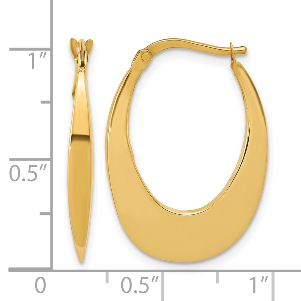14K Polished Fancy Oval Hoop Earrings
