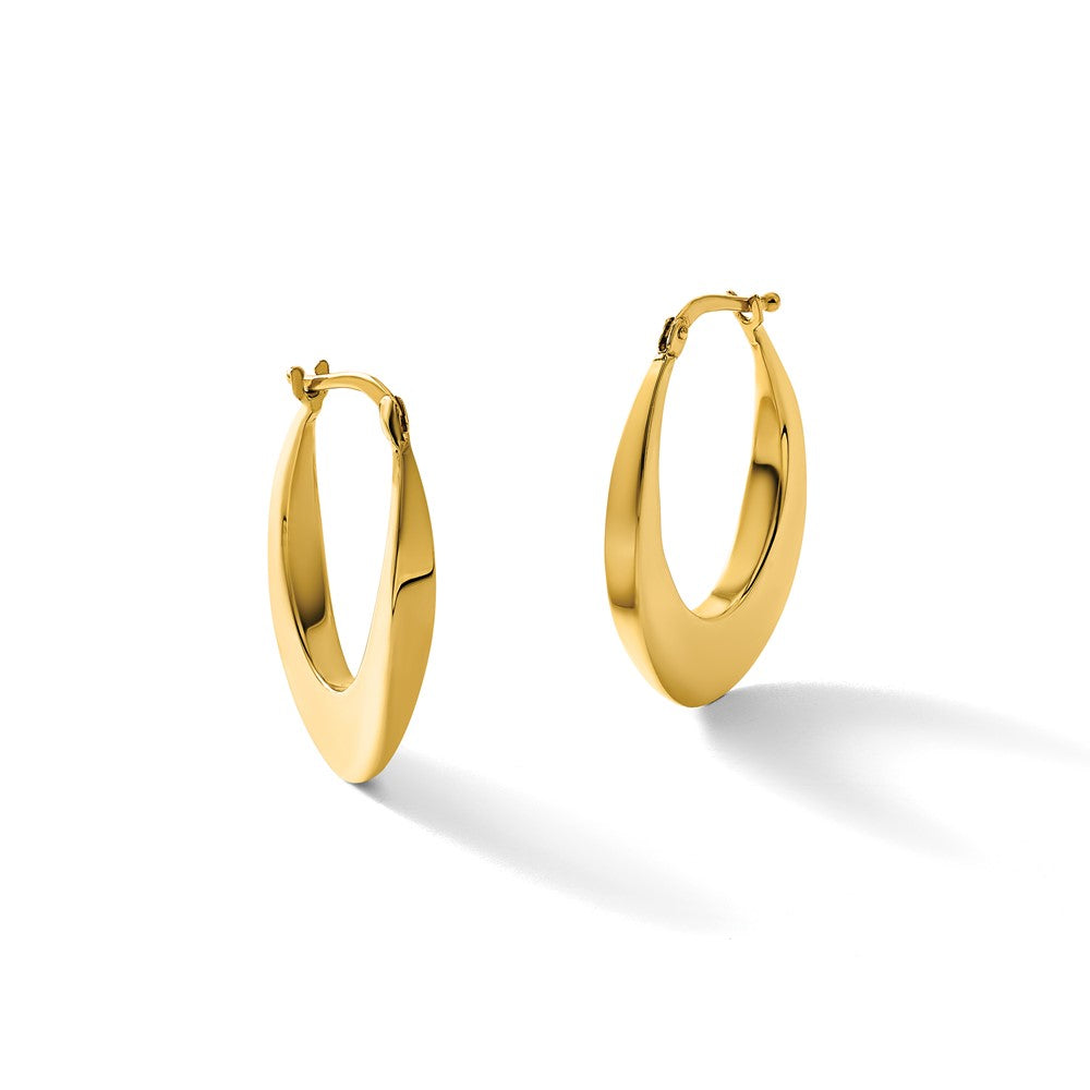 14K Polished Fancy Oval Hoop Earrings