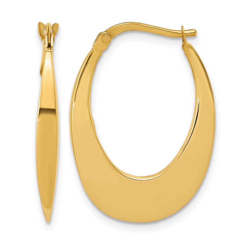 14K Polished Fancy Oval Hoop Earrings