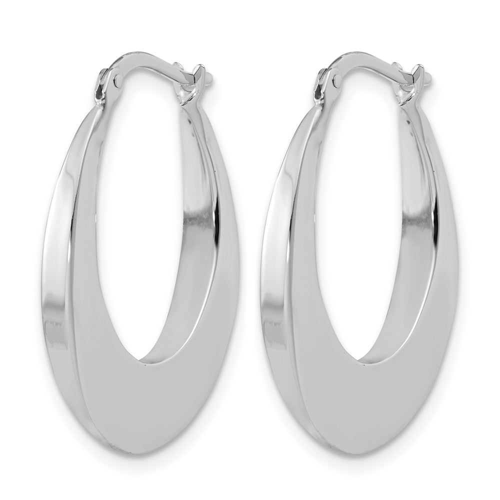 14K White Gold Polished Fancy Oval Hoop Earrings