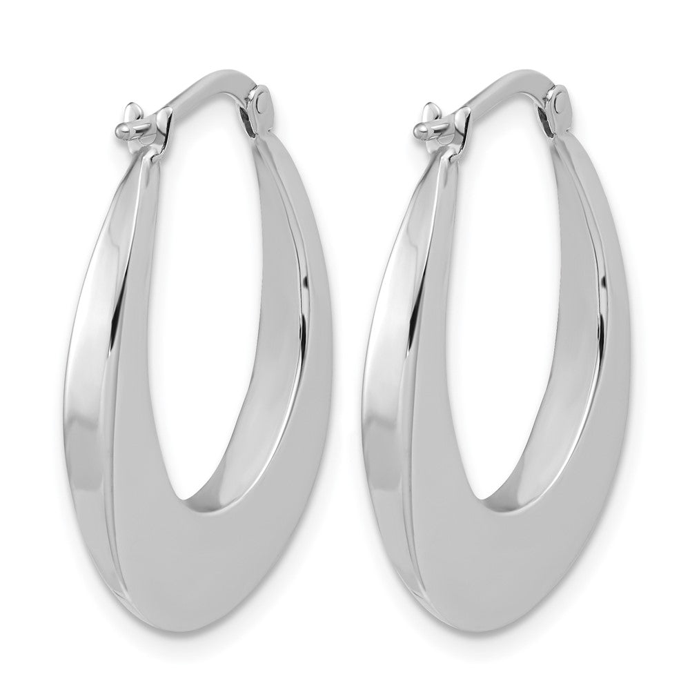 14K White Gold Polished Fancy Oval Hoop Earrings