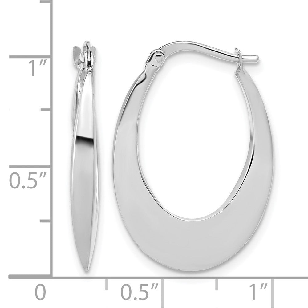 14K White Gold Polished Fancy Oval Hoop Earrings