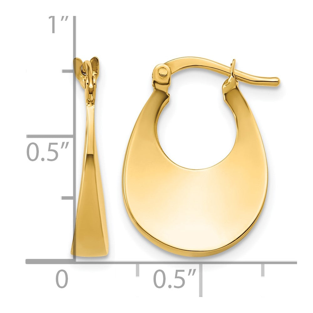 14K Polished Fancy Oval Hoop Earrings