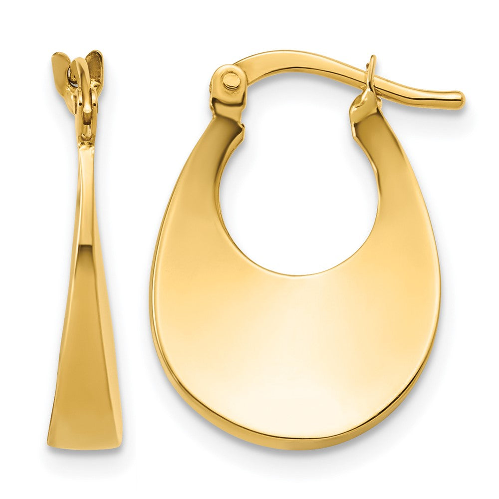 14K Polished Fancy Oval Hoop Earrings