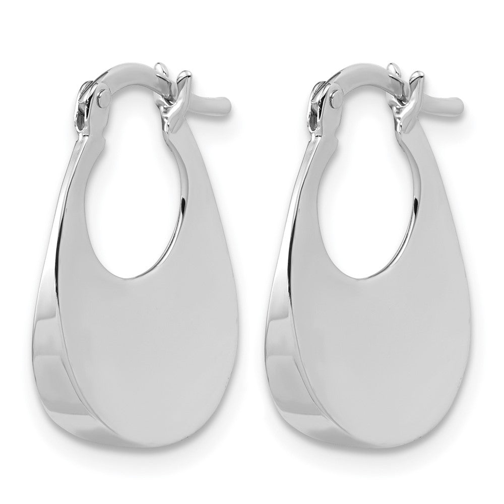 14K White Gold Polished Fancy Oval Hoop Earrings