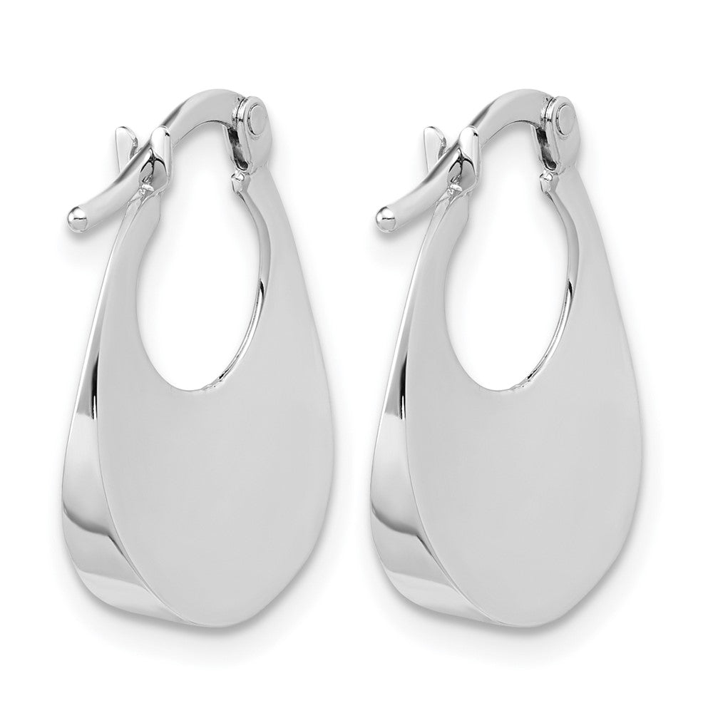 14K White Gold Polished Fancy Oval Hoop Earrings