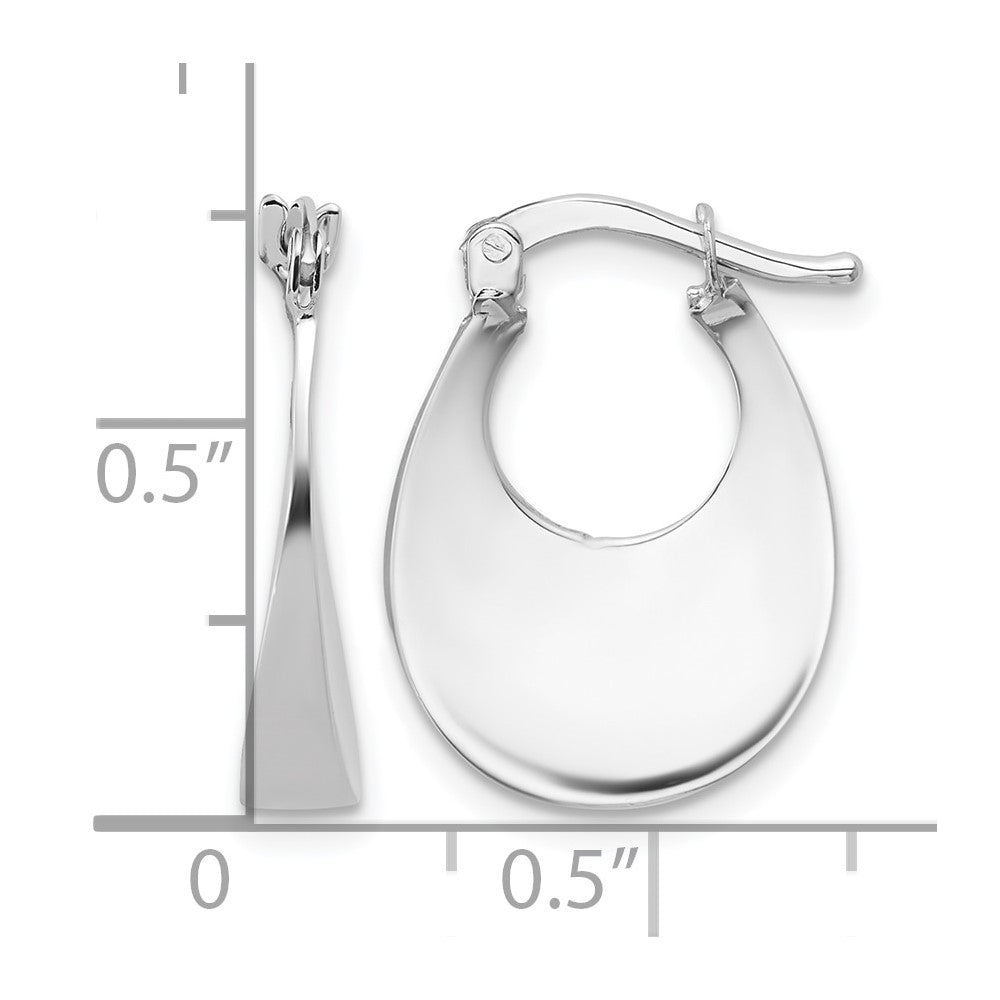 14K White Gold Polished Fancy Oval Hoop Earrings