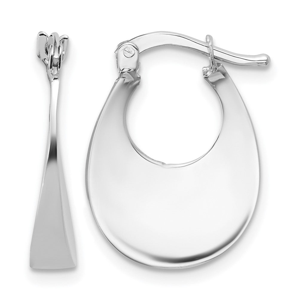 14K White Gold Polished Fancy Oval Hoop Earrings
