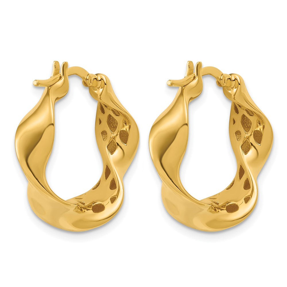 14K Polished Wavy Hoop Earrings