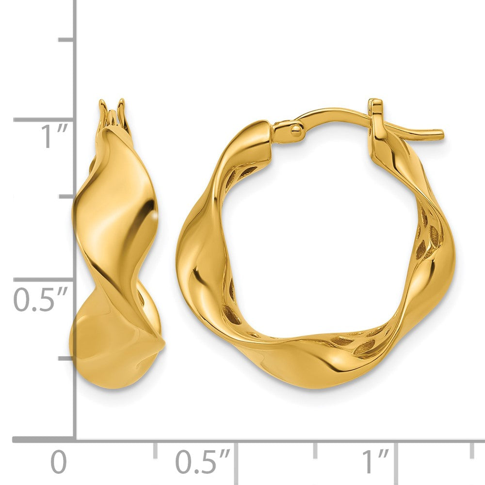 14K Polished Wavy Hoop Earrings