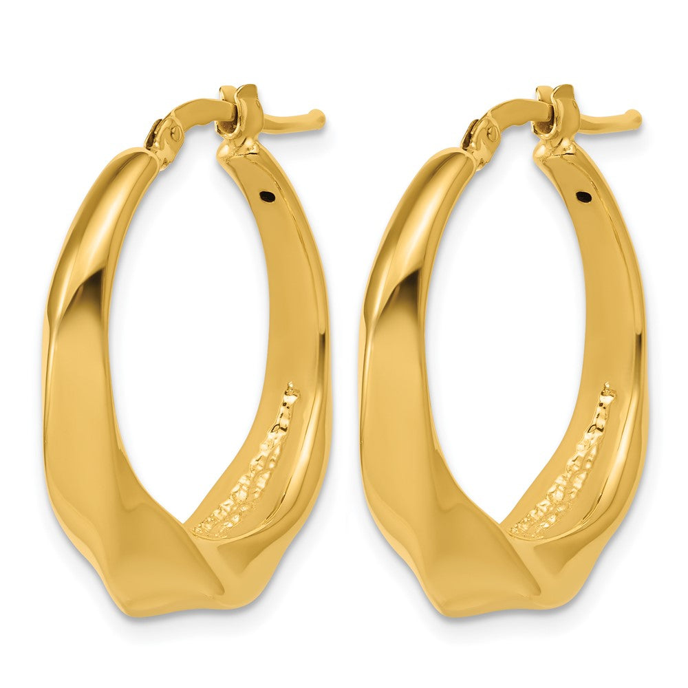 14K Polished Twisted Hollow Hoop Earrings