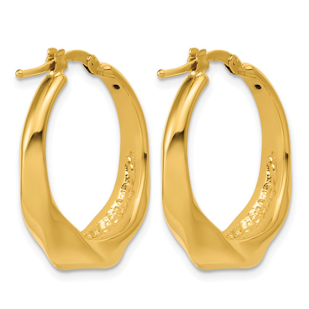 14K Polished Twisted Hollow Hoop Earrings