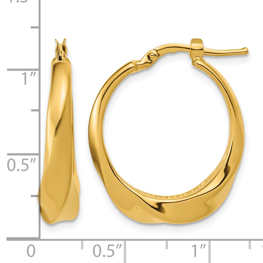 14K Polished Twisted Hollow Hoop Earrings