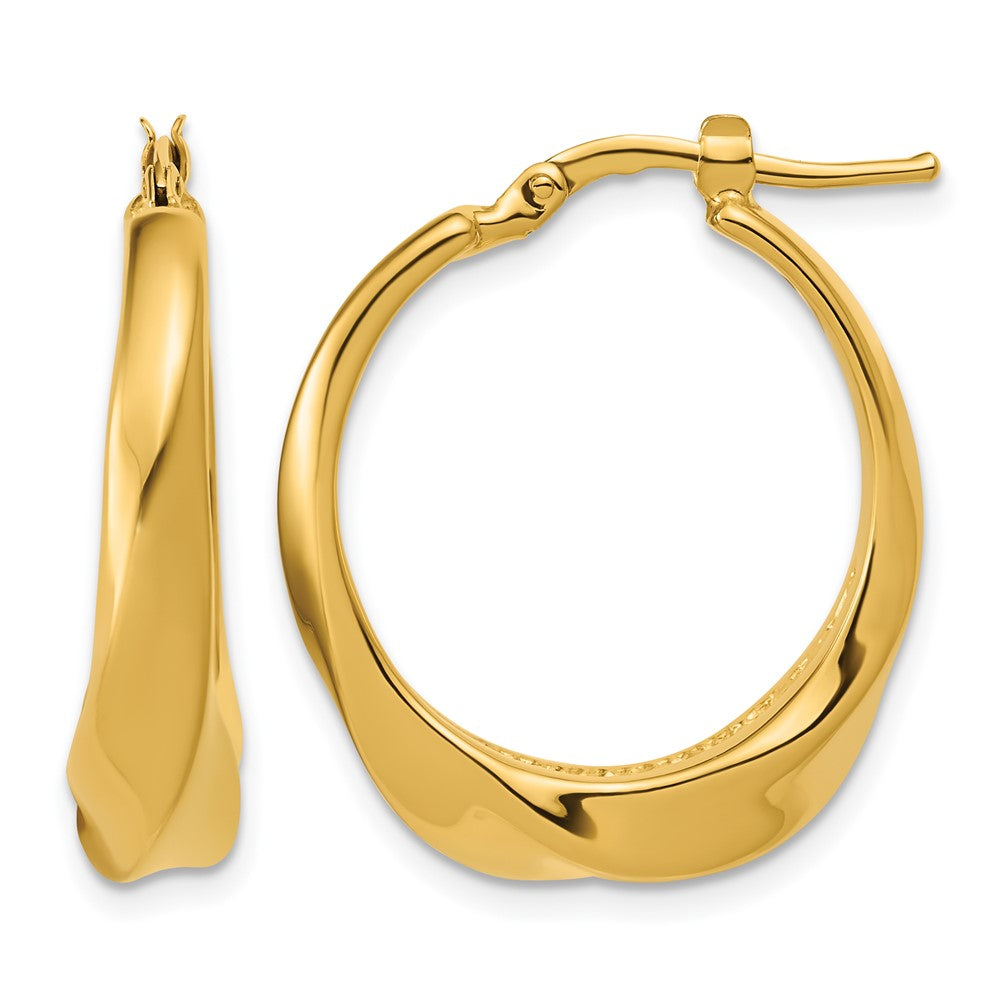 14K Polished Twisted Hollow Hoop Earrings