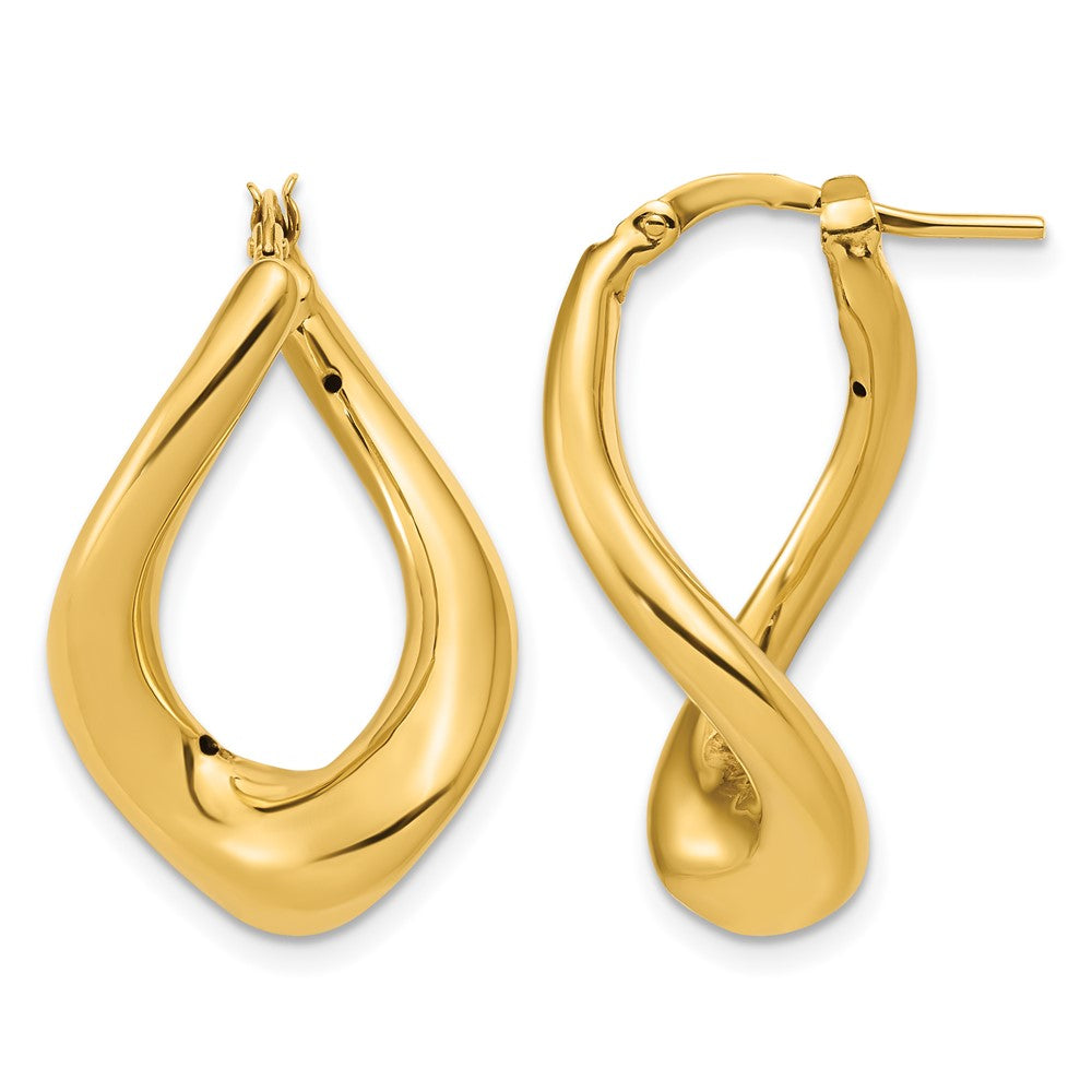 14K Polished Twist Hoop Earrings