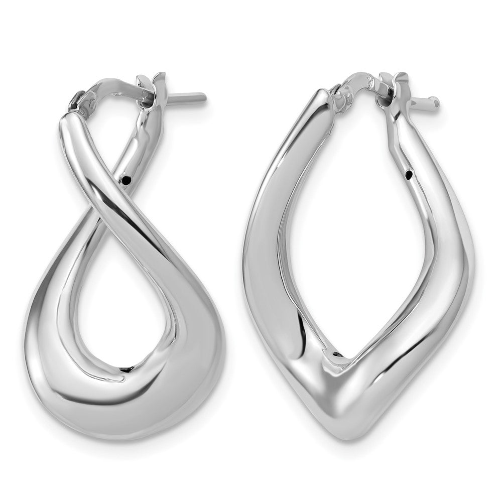 14K with White Rhodium Plating Polished Twist Hoop Earrings