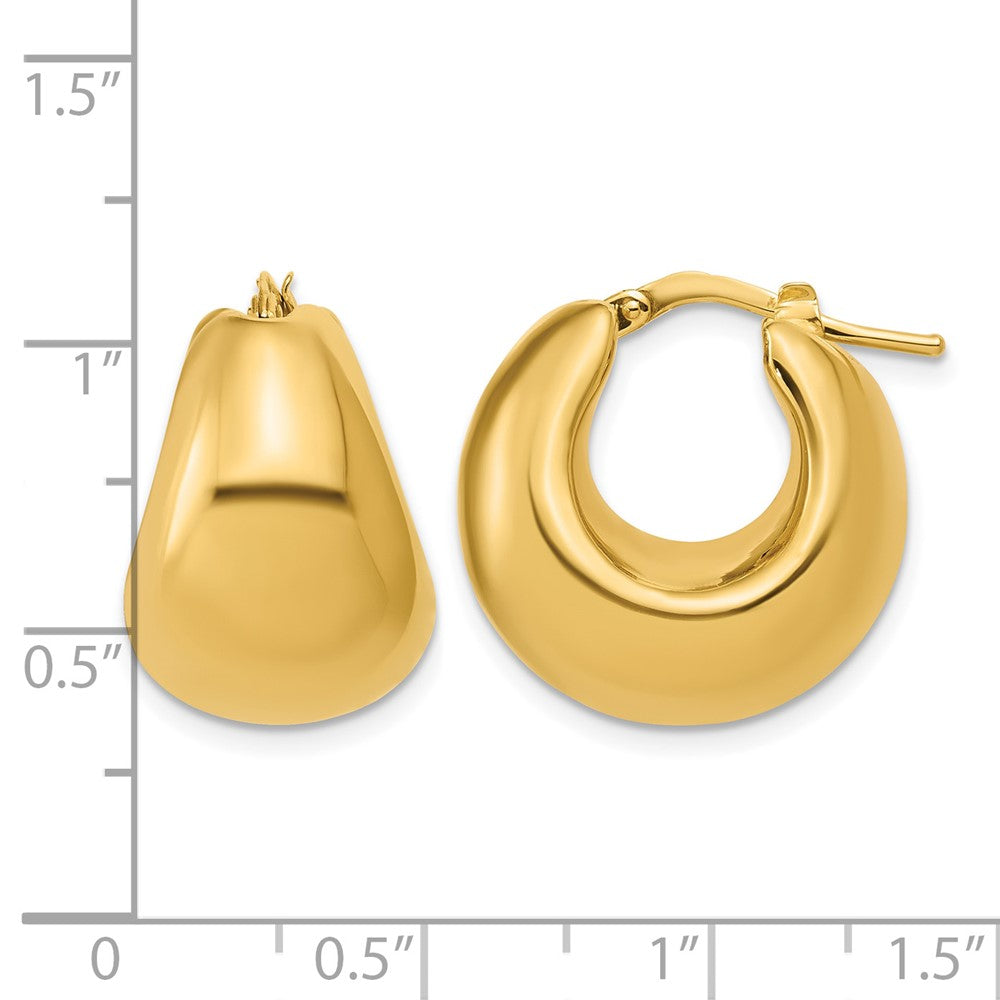 14K Polished Hollow Puff Hoop Earrings