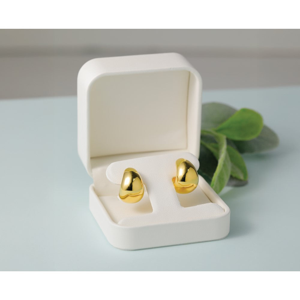 14K Polished Hollow Puff Hoop Earrings