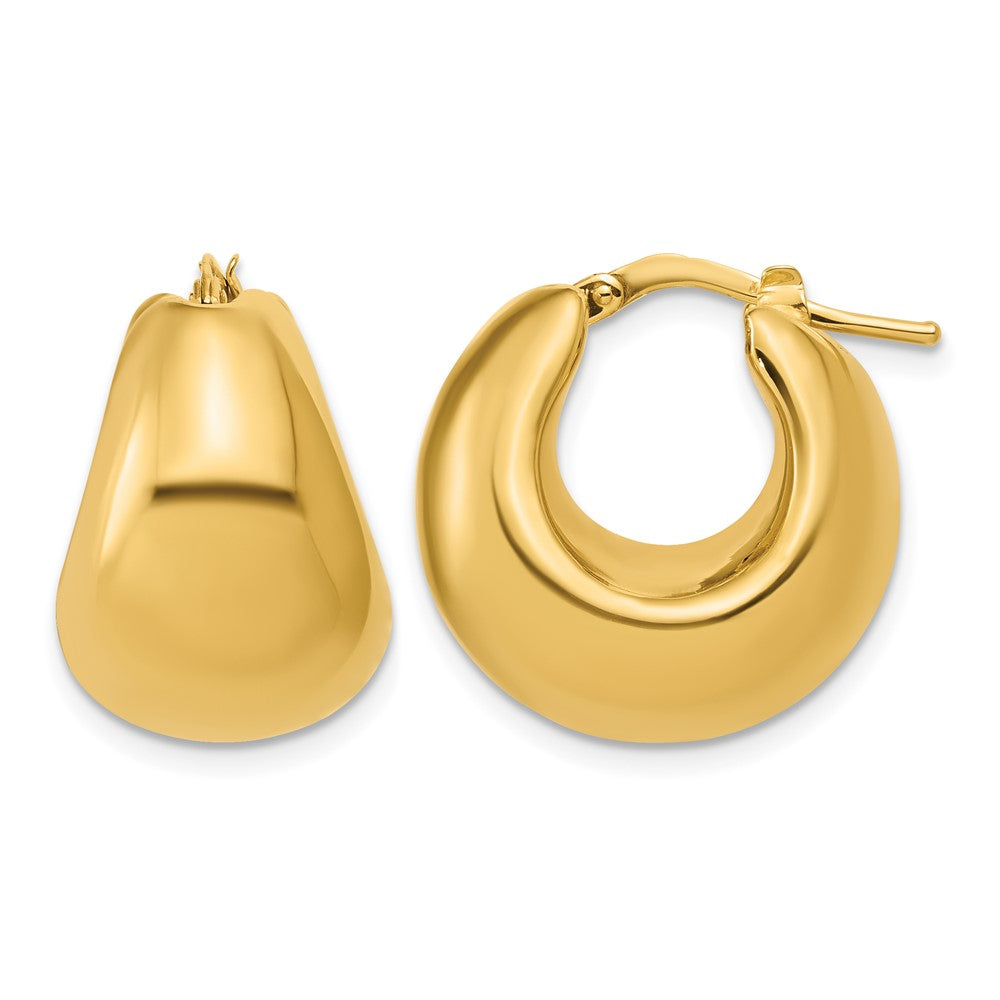 14K Polished Hollow Puff Hoop Earrings