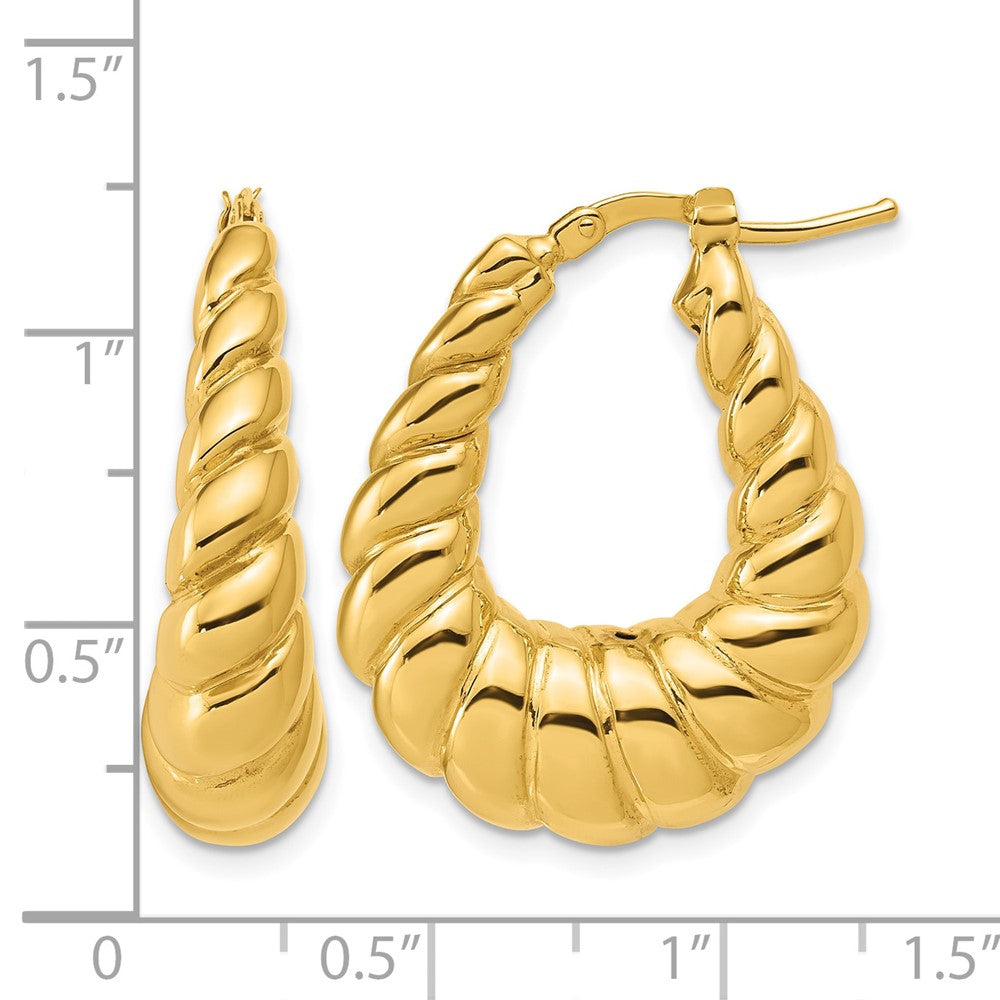 14K Polished Scallop Oval Hoop Earrings
