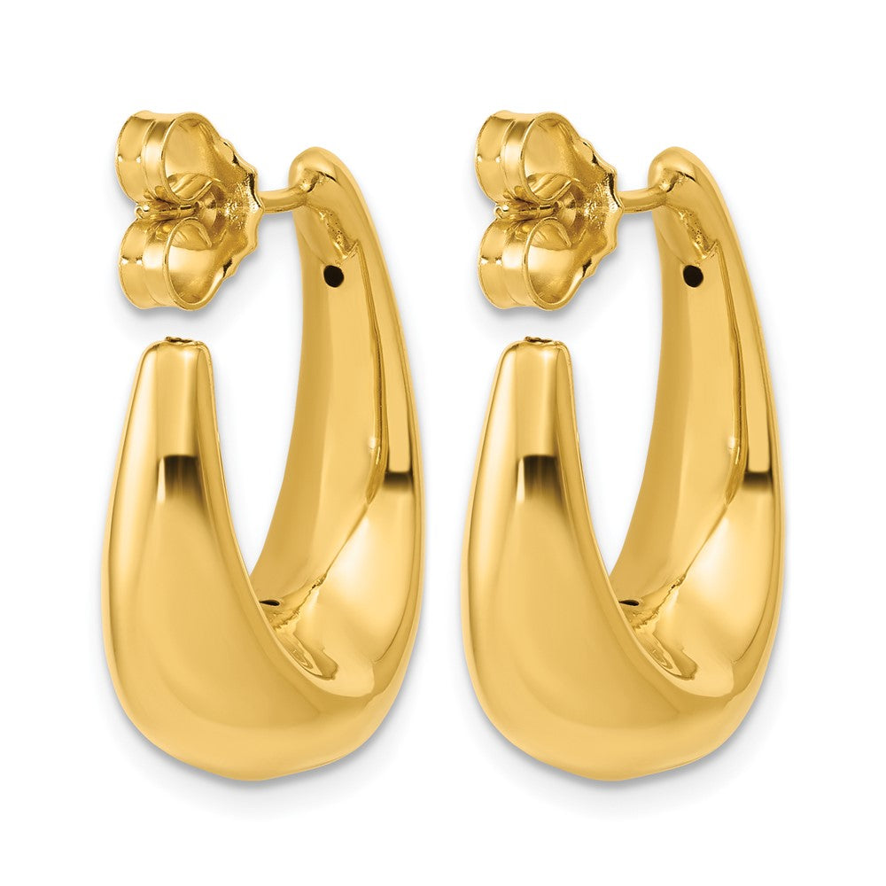 14K Polished Hollow J-Hoop Post Earrings