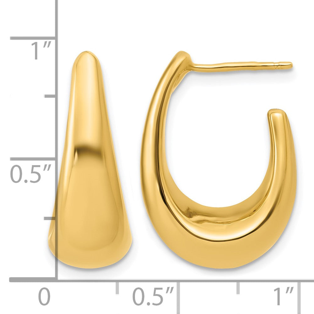 14K Polished Hollow J-Hoop Post Earrings