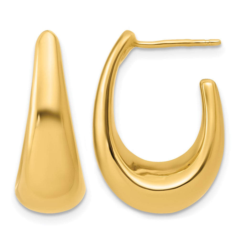 14K Polished Hollow J-Hoop Post Earrings