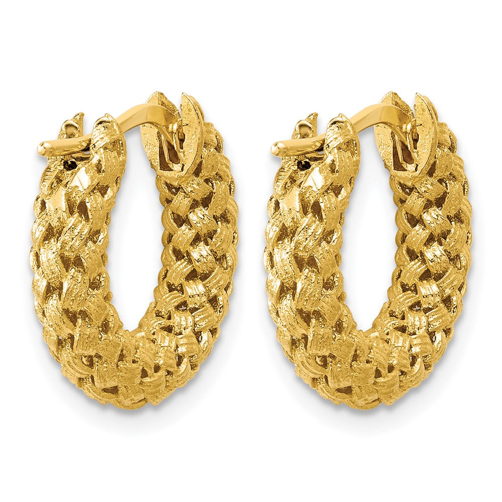 14K Polished and Textured Woven Hoop Earrings
