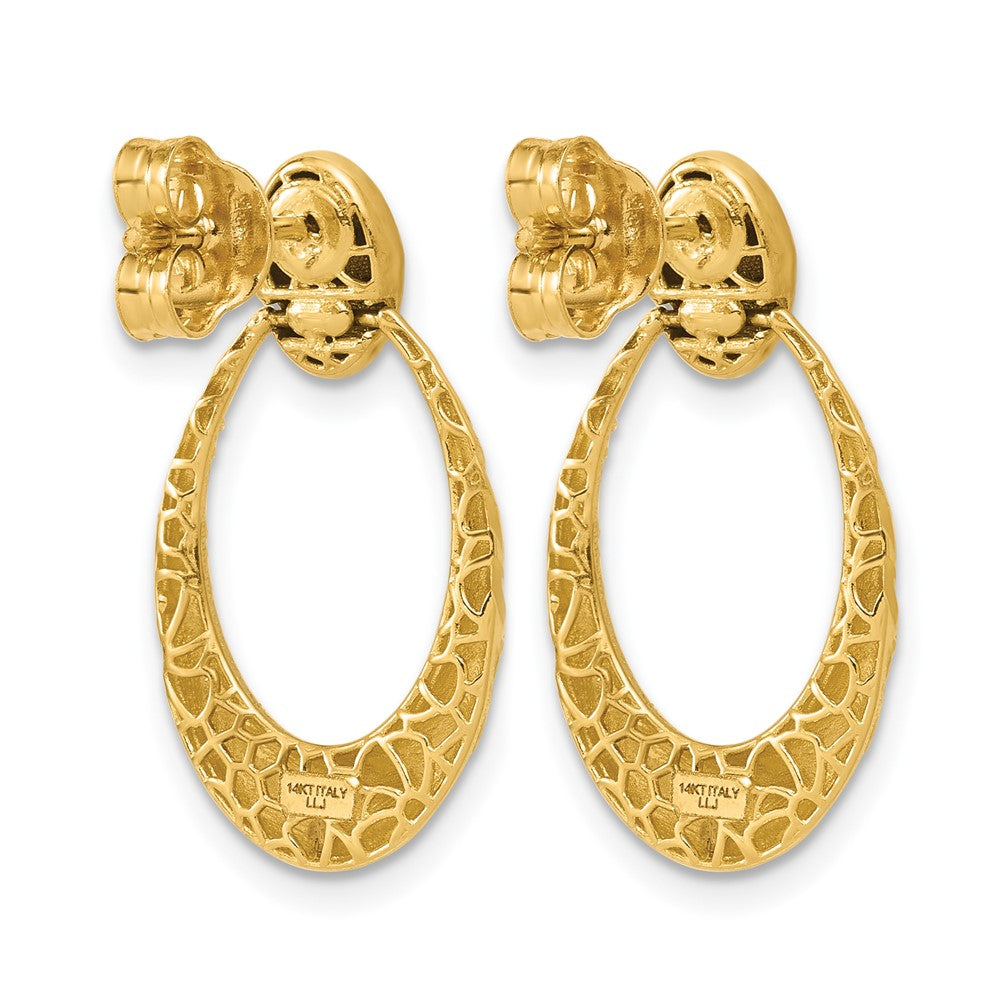 14K Polished and Diamond-cut Oval Dangle Post Earrings
