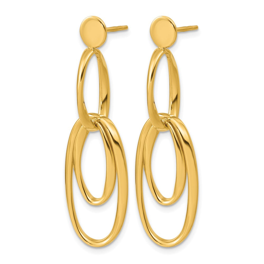 14K Polished Oval Dangle Post Earrings