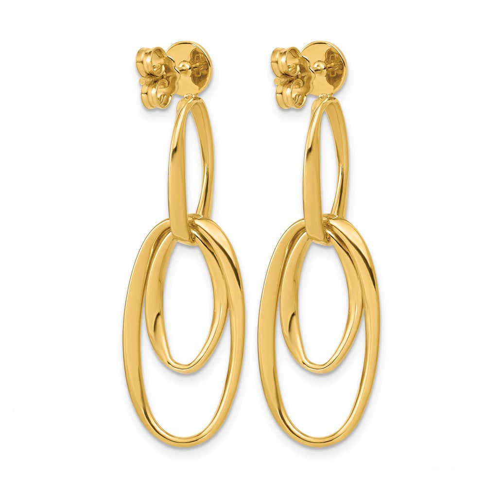 14K Polished Oval Dangle Post Earrings