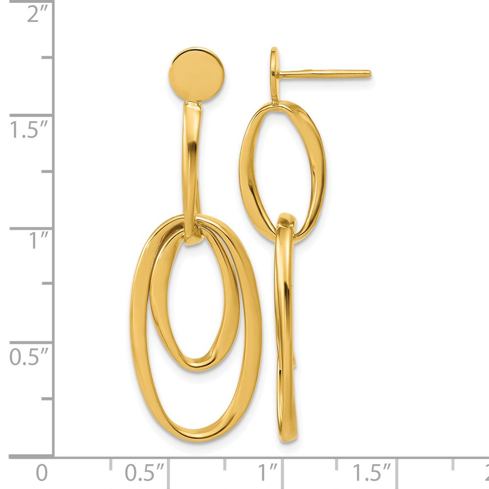 14K Polished Oval Dangle Post Earrings