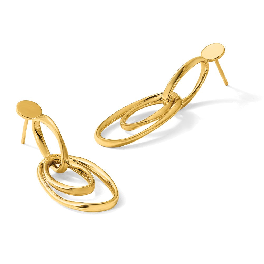 14K Polished Oval Dangle Post Earrings