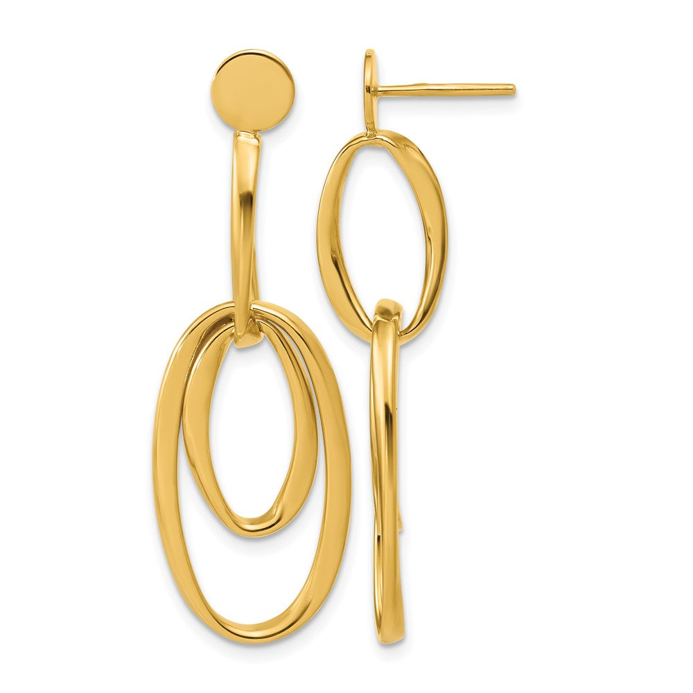 14K Polished Oval Dangle Post Earrings
