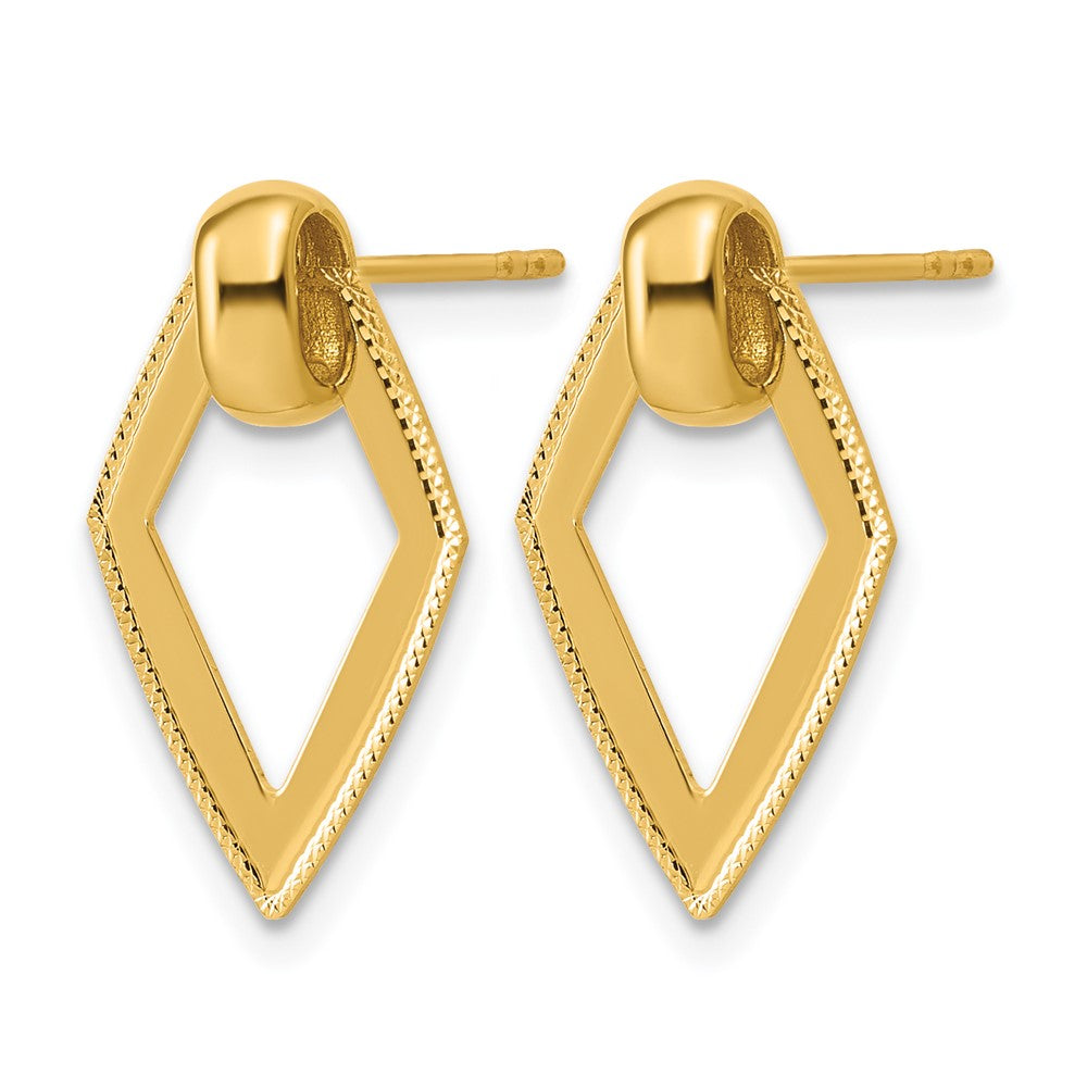 14K Polished Diamond shape Dangle Post Earrings
