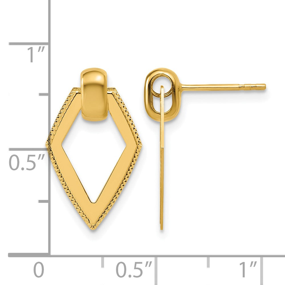 14K Polished Diamond shape Dangle Post Earrings