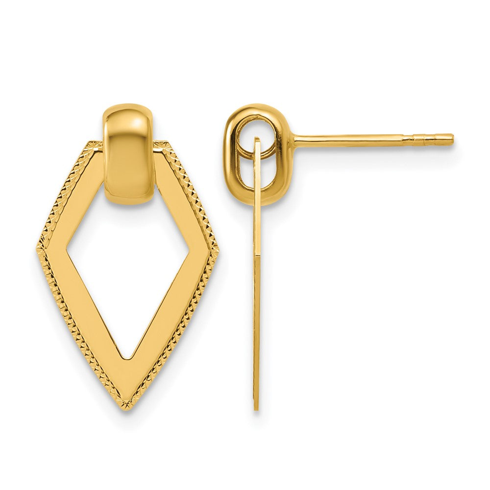 14K Polished Diamond shape Dangle Post Earrings