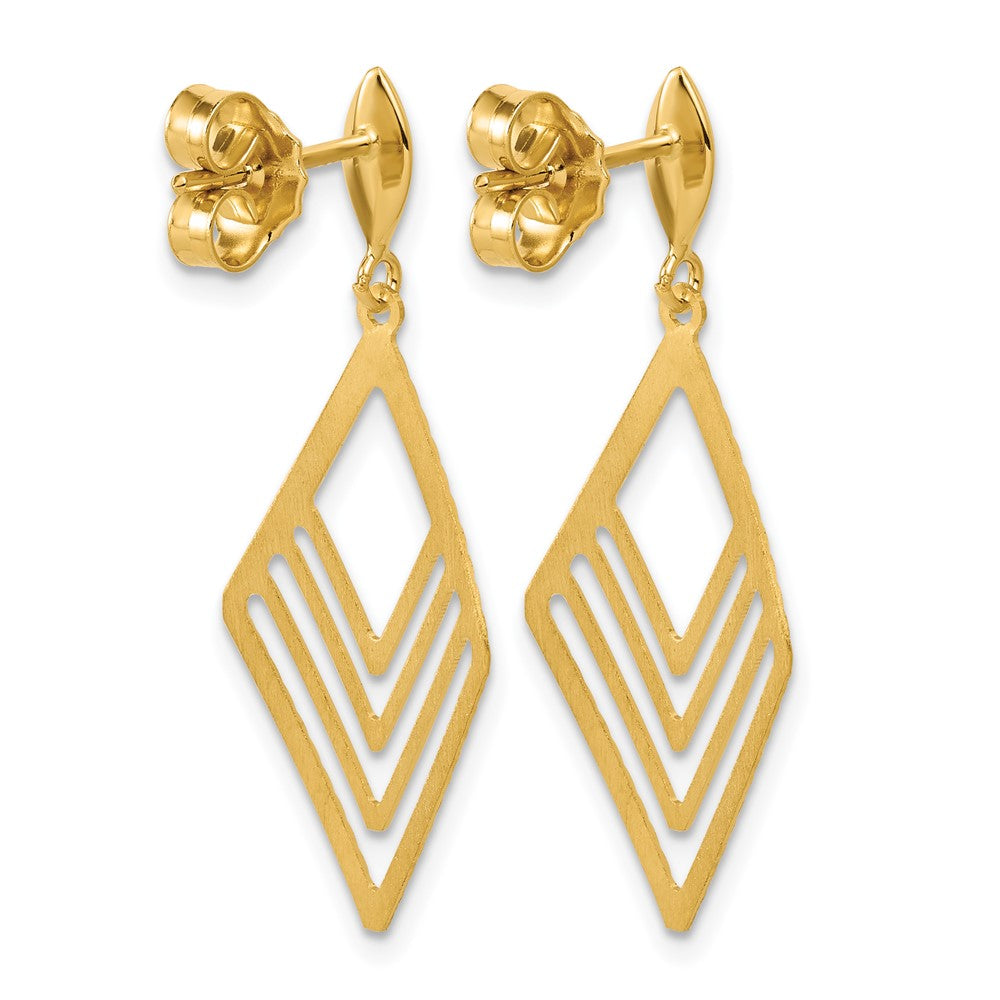 14K Polished Diamond Shape Dangle Post Earrings