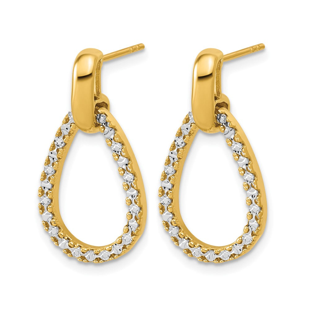 14K w/RH-plating Polished Teardrop Dangle Post Earrings