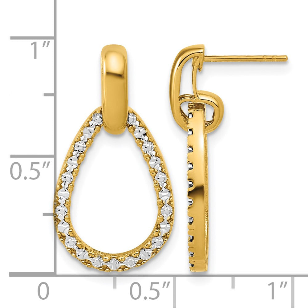 14K w/RH-plating Polished Teardrop Dangle Post Earrings