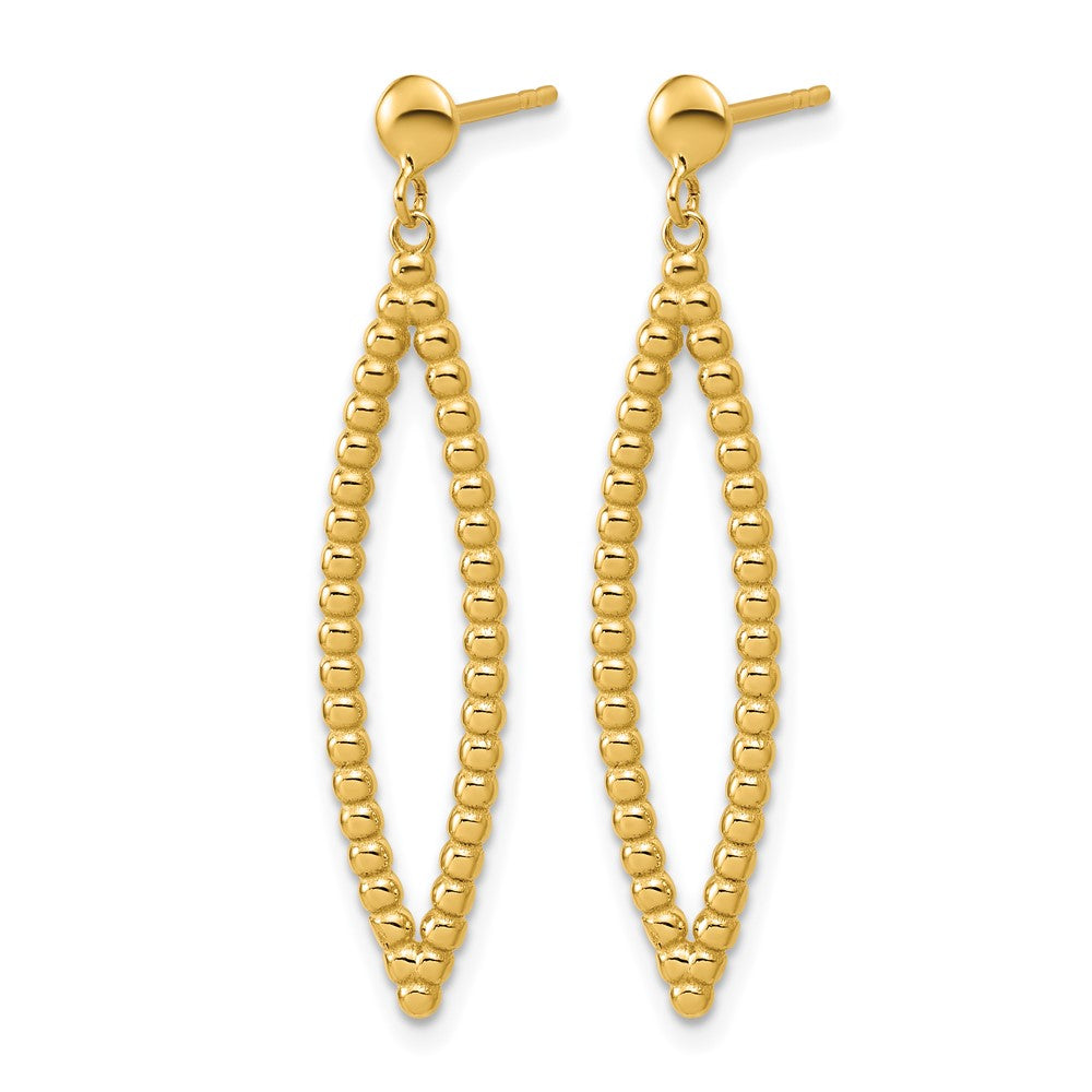 14K Polished Beaded Post Dangle Earrings