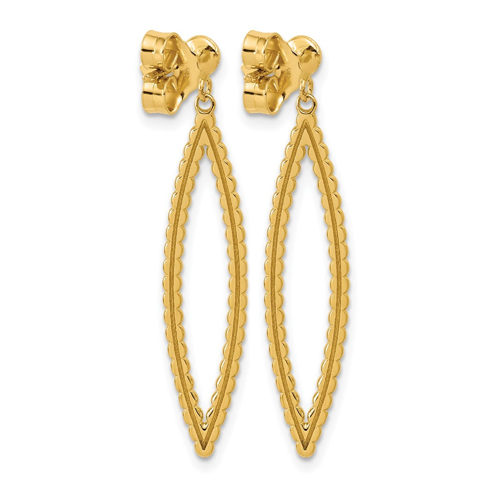 14K Polished Beaded Post Dangle Earrings