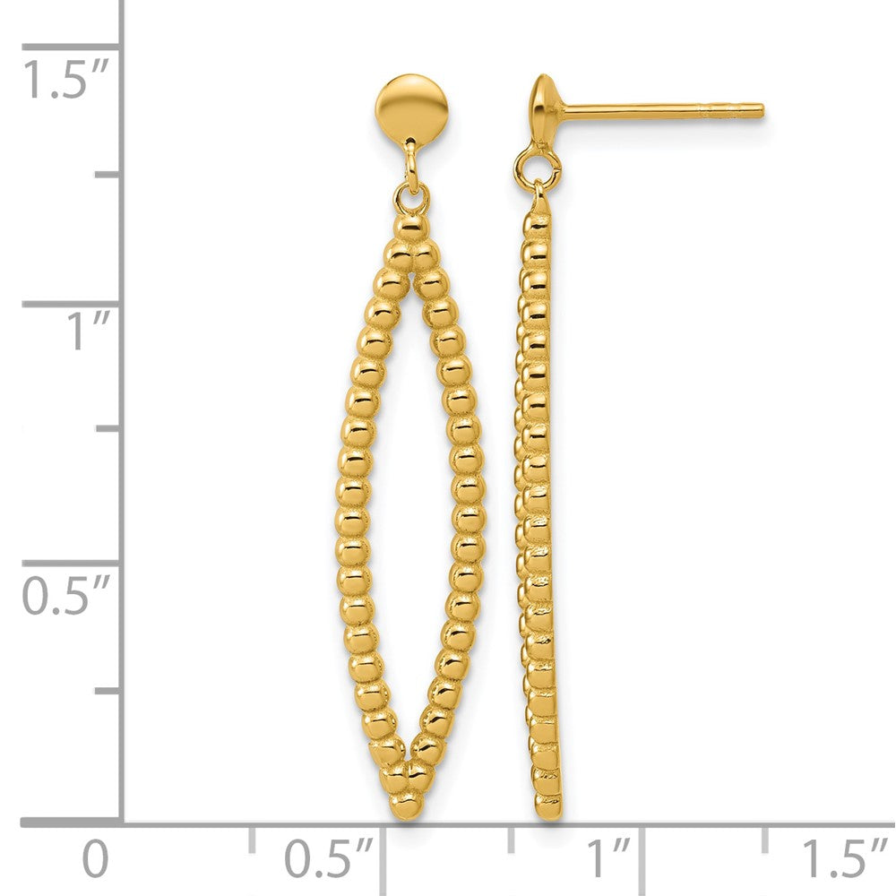 14K Polished Beaded Post Dangle Earrings