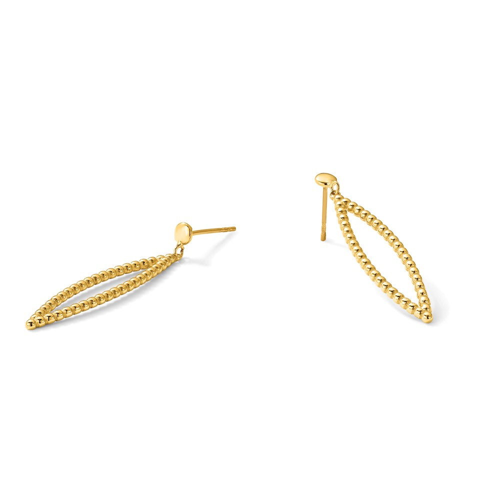 14K Polished Beaded Post Dangle Earrings