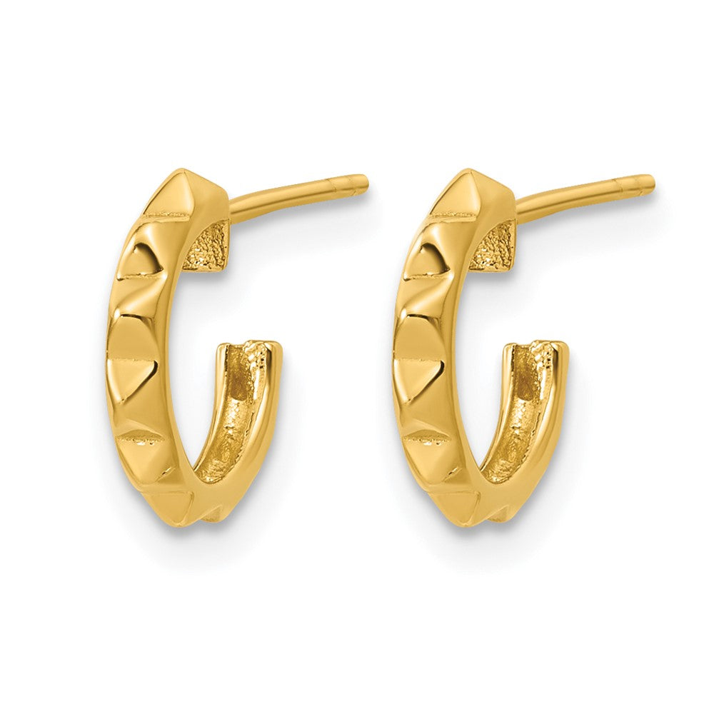 14K Polished Geometric C-Hoop Post Earrings