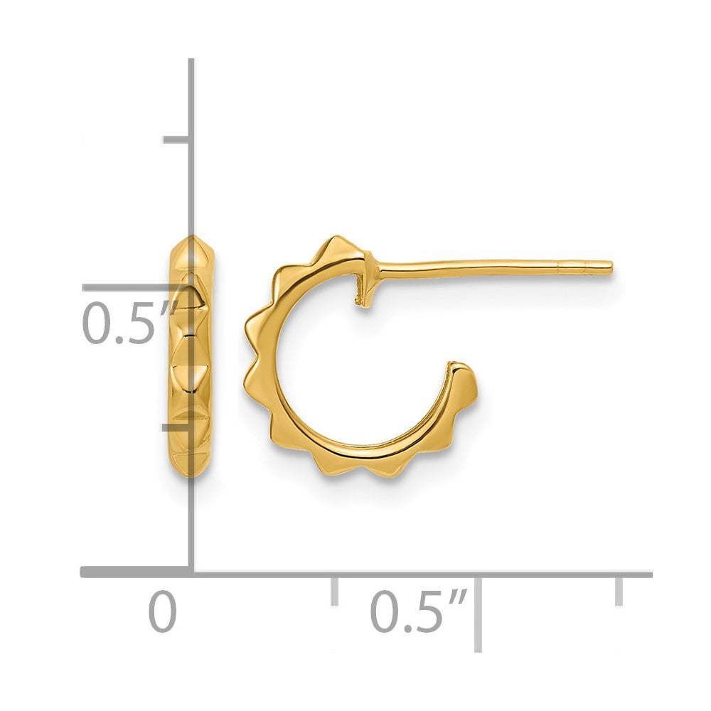 14K Polished Geometric C-Hoop Post Earrings