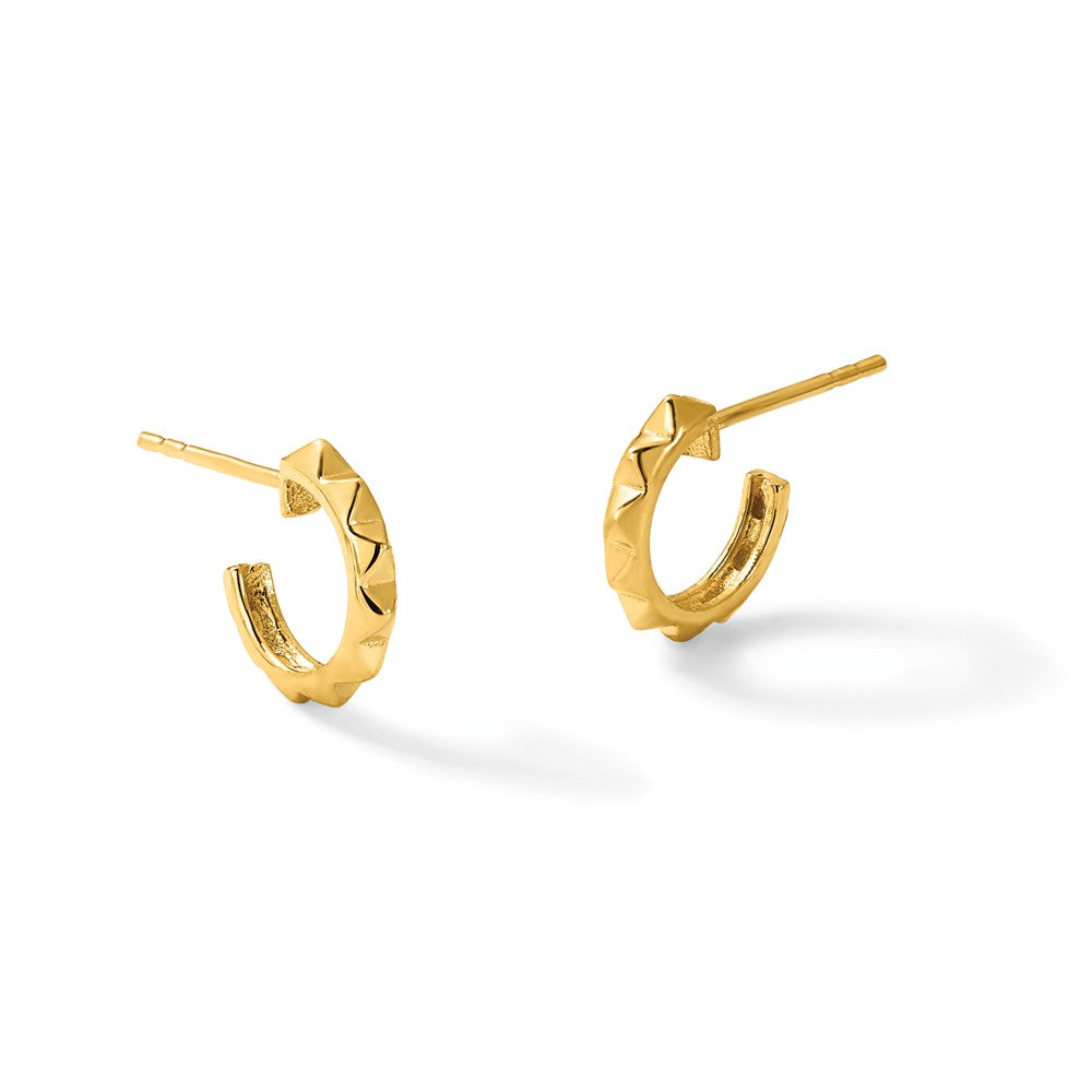 14K Polished Geometric C-Hoop Post Earrings