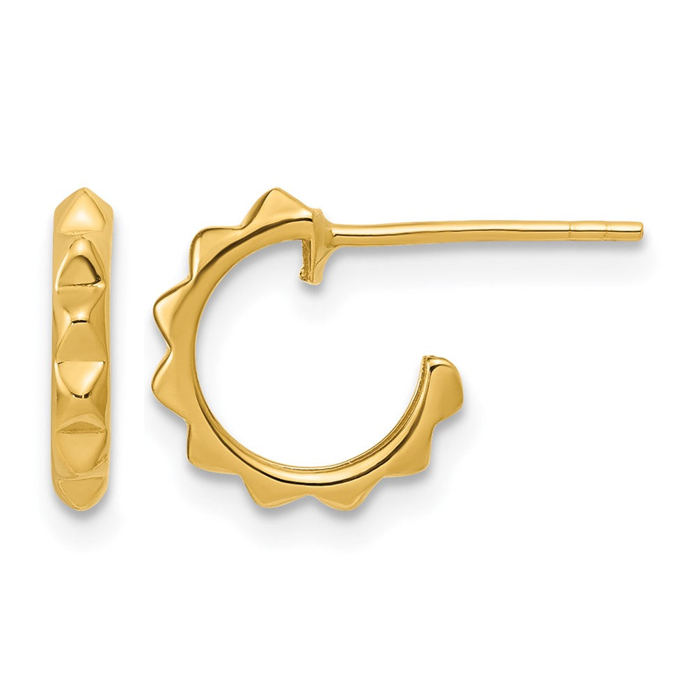 14K Polished Geometric C-Hoop Post Earrings